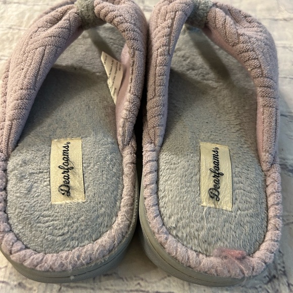 DEARFOAMS TERRYCLOTH CUSHION THONG STYLE LAVENDER SLIPPERS WOMEN’S SIZE M(7-8) - Picture 4 of 8